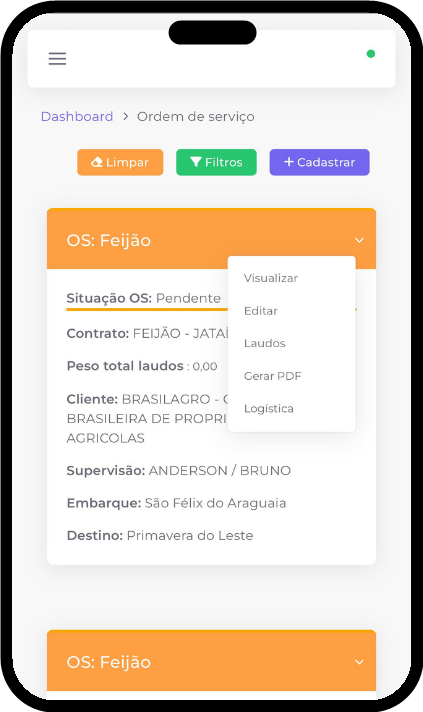 Ordens de serviço do sistema Araguaia Classificação