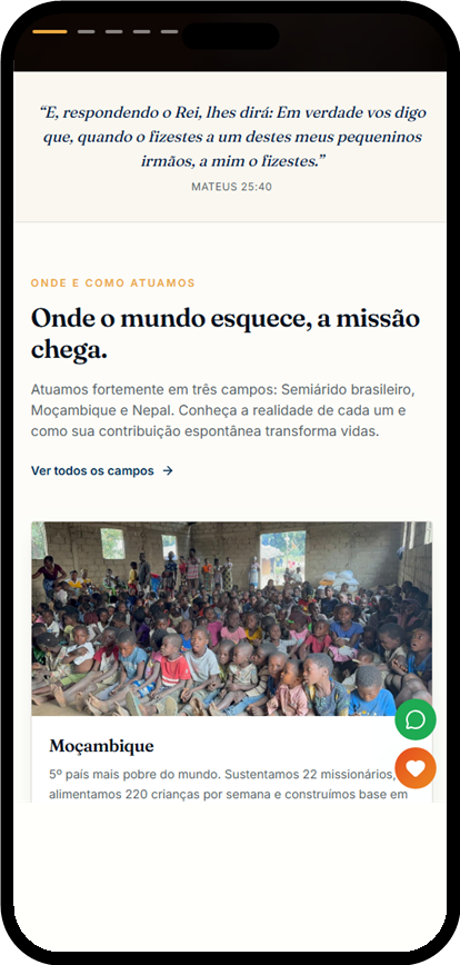 Campos de atuação da Missões Espontâneas