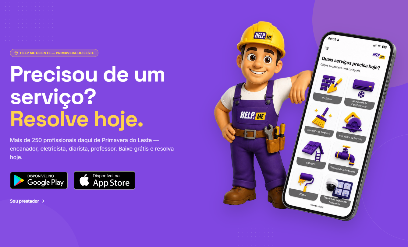 App que conecta clientes a mais de 250 prestadores de serviço na cidade